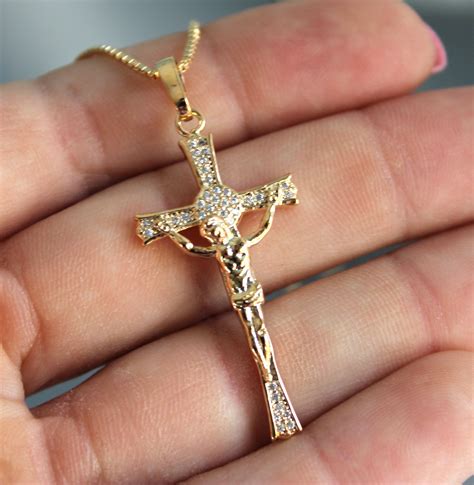 gold crucifix necklace men's|14 karat gold crucifix pendant.